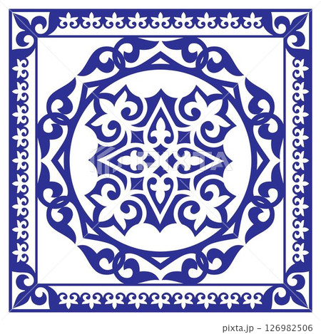 Traditional Persian-Arabic-Turkish-Arabic-Turkish-Islamic Pattern. Traditional ornamental floral paisley bandanna. Luxury ornamental square pattern. Template for laser, carpet, pillow, cushion, tile,  126982506