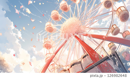 観覧車と青い空 126982648
