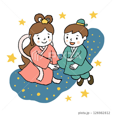 七夕の織姫と彦星 七夕の織姫と彦星 126982812