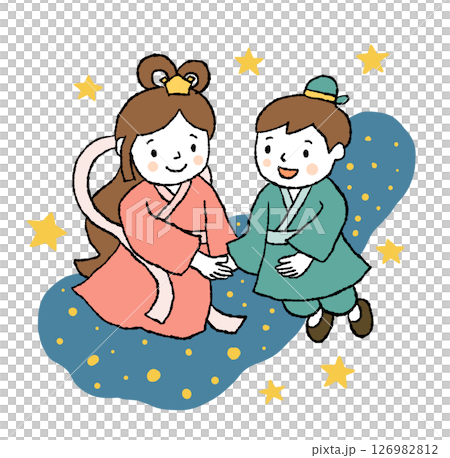 七夕の織姫と彦星 七夕の織姫と彦星 126982812