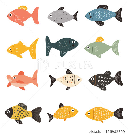Cartoon Fish Collection 126982869