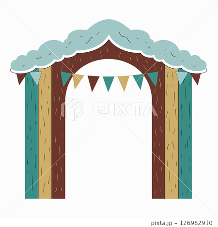 Wooden Archway with Bunting 126982910