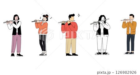 Group of People Playing Flute 126982926