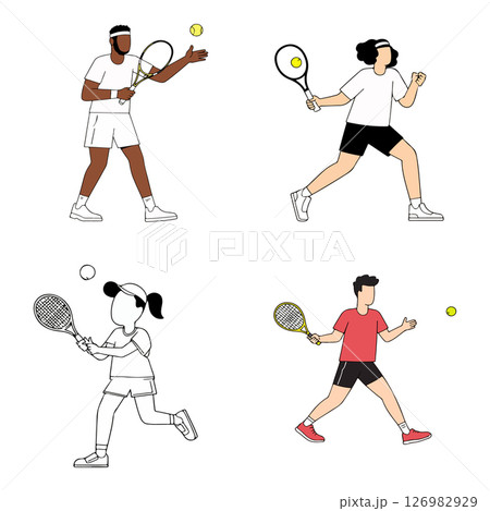 Four Tennis Players in Action Four Tennis Players in Action 126982929