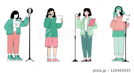 Diverse Women Recording Podcasts 126983035