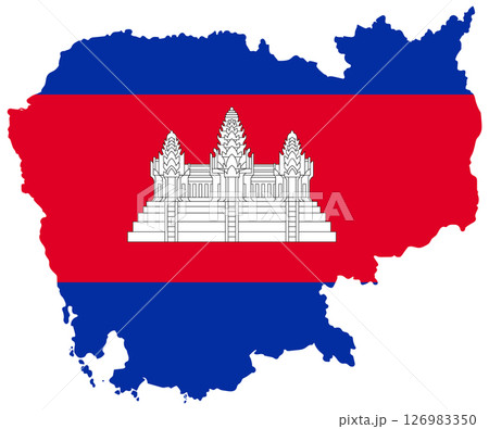 Cambodia Map with Flag Overlay Illustration 126983350
