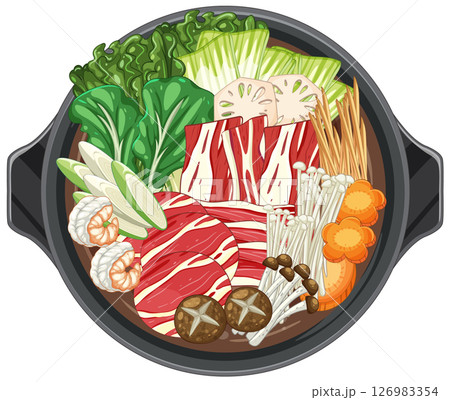 Colorful Asian Hot Pot Vector Illustration Colorful Asian Hot Pot Vector Illustration 126983354