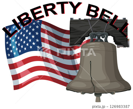 Liberty Bell with American Flag Illustration Liberty Bell with American Flag Illustration 126983387