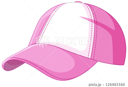 Pink and White Baseball Cap Vector Illustration 126983388