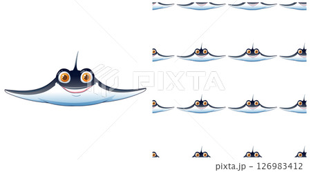 Smiling Stingray Seamless Pattern Design Smiling Stingray Seamless Pattern Design 126983412