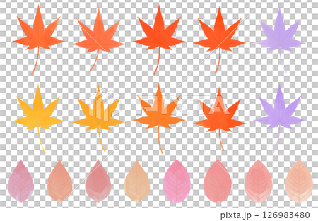 もみじ・紅葉・楓の水彩ベクターイラスト 126983480