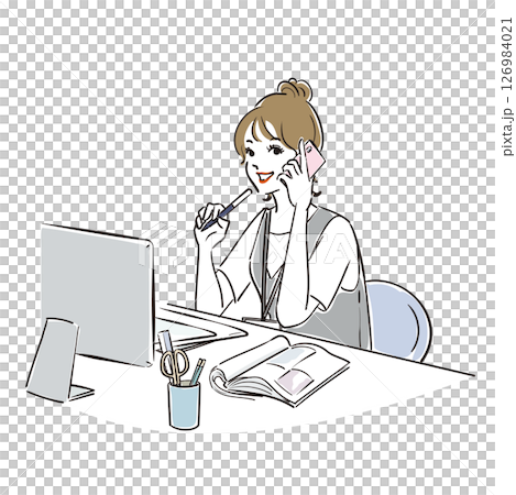 お団子ヘアのかっこいいビジネスウーマン 126984021