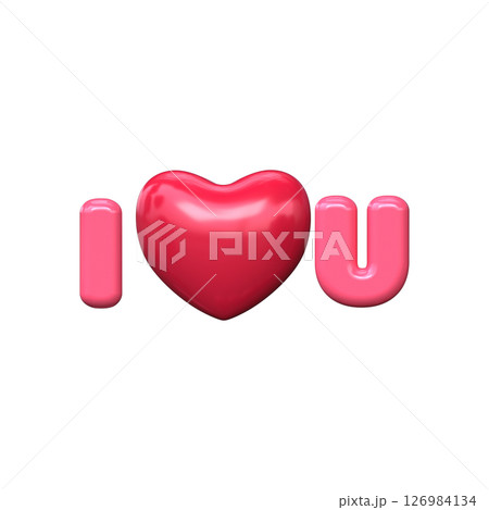 Romantic 3D inscription "I love you" in pink with heart Romantic 3D inscription "I love you" in pink with heart 126984134
