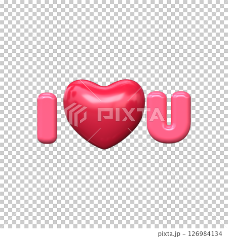 Romantic 3D inscription "I love you" in pink with heart Romantic 3D inscription "I love you" in pink with heart 126984134