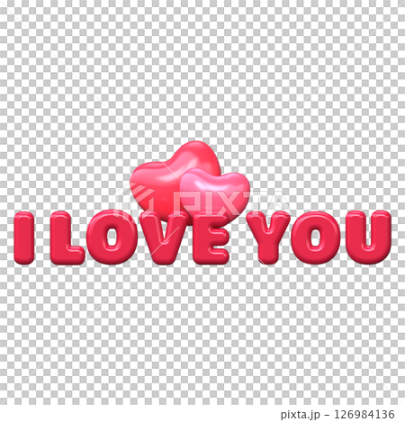 3D phrase "I love you" with pink hearts. Symbol for Valentine's Day or wedding 3D phrase "I love you" with pink hearts. Symbol for Valentine's Day or wedding 126984136
