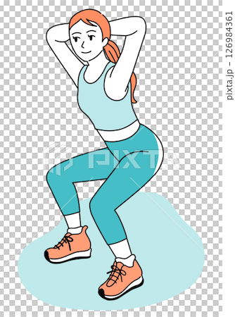 スクワットをする若い女性 126984361