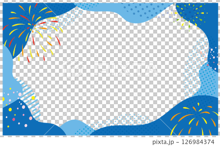 花火の装飾背景フレームイラスト素材 花火の装飾背景フレームイラスト素材 126984374