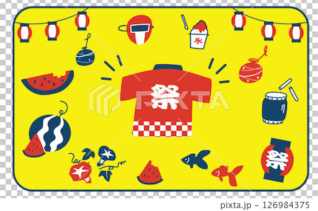 夏祭りのかわいいイラスト素材セット 126984375