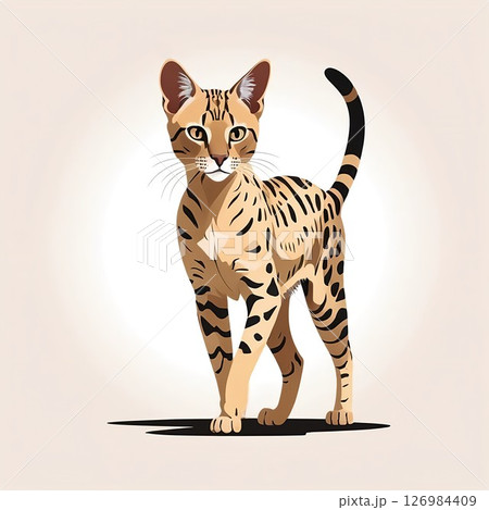 優雅な立ち姿のサバンナキャット 優雅な立ち姿のサバンナキャット 126984409