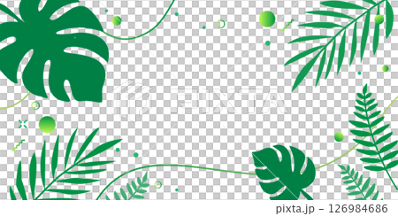 時尚的綠色熱帶植物葉.用於生態和夏季設計的透明背景向量插圖 126984686