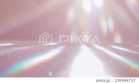 Abstract light beams and prism reflections on a soft pink background 126984737
