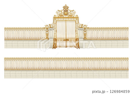 golden gates to Versailles castle,france, isolated on white background 126984859
