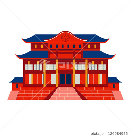 Japan Asian Castle or Palace Icon Cartoon Style 126984926