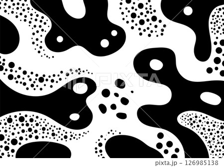 abstract black white dynamic pattern organic flowing shapes polka dots modern artistic background texture graphic design 126985138