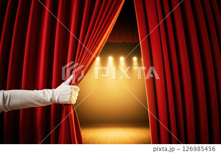 Red Curtain Reveal Begins Show 126985456