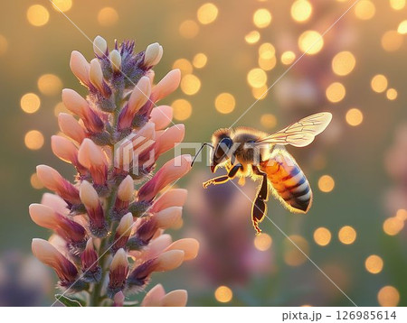 Bee Gathering Nectar from Wildflower Bloom 126985614