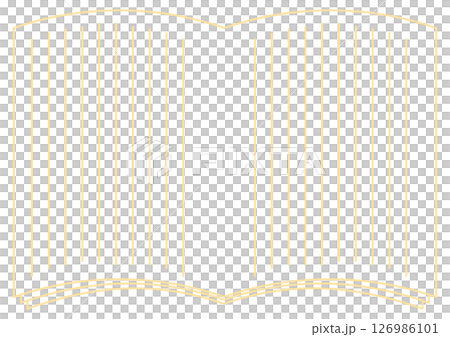 A simple open book with yellow vertical writing. Notebook 126986101