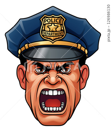 Policeman Angry Police Man Cartoon Character Cop 126986130