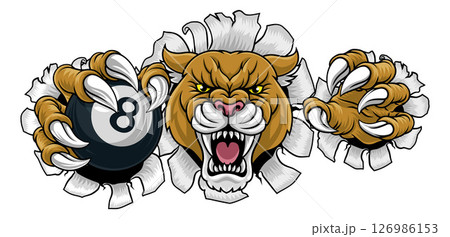 Cougar Panther Lion Puma Pool Billiards Mascot 126986153