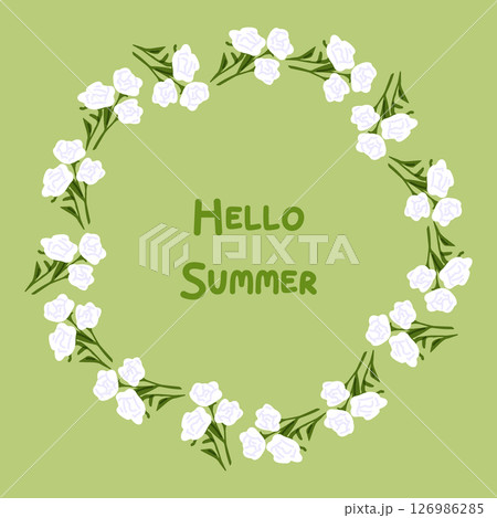 Floral Wreath with White Blossoms Floral Wreath with White Blossoms 126986285