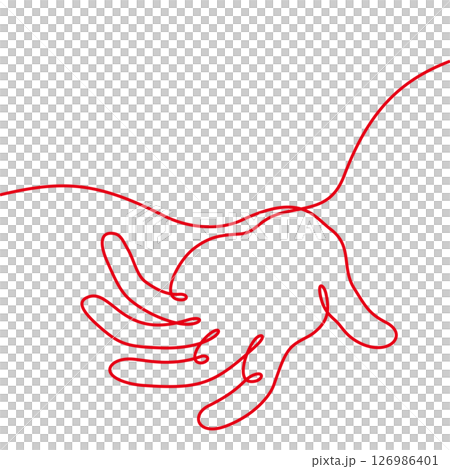 手のシンプルなラインアート　D　赤 126986401