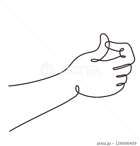 手のシンプルなラインアート　C　黒 126986409