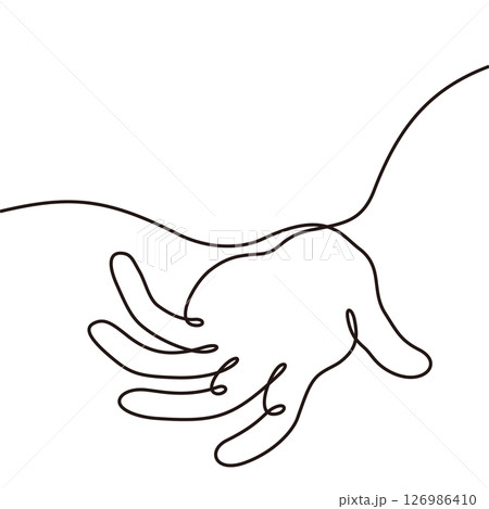 手のシンプルなラインアート　D　黒 126986410