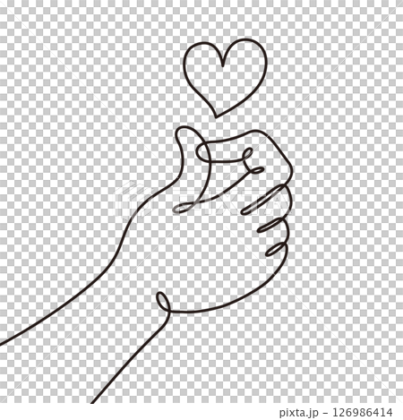 Simple line art of hands and hearts C Black 126986414