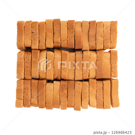 mini toast isolated on white 126986423