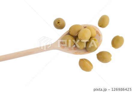 green olives isolated on white 126986425