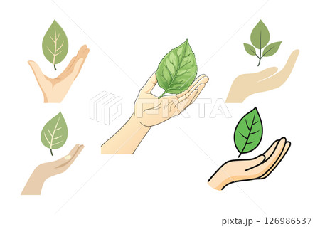 Hands Holding Leaves Nature Eco Sustainability Icons Hands Holding Leaves Nature Eco Sustainability Icons 126986537