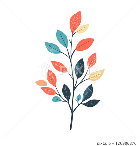 Colorful Leaves Branch Illustration Design Colorful Leaves Branch Illustration Design 126986876