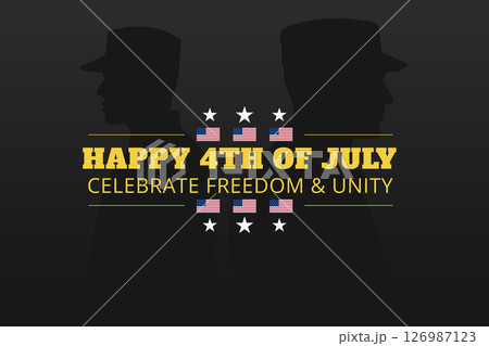 Happy 4th of July with Military Silhouettes 126987123