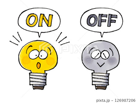 電球のキャラクター(ONとOFF) 126987206