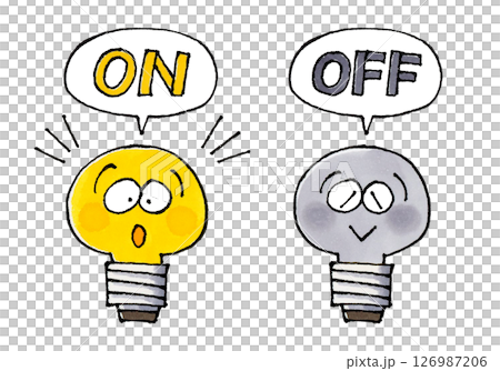 電球のキャラクター(ONとOFF) 126987206