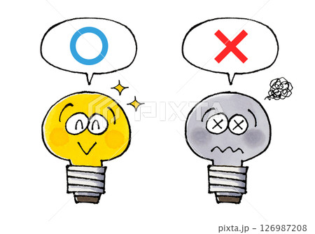 電球のキャラクターマルバツセット 126987208