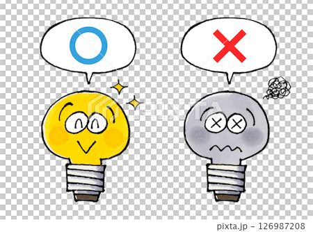 電球のキャラクターマルバツセット 126987208