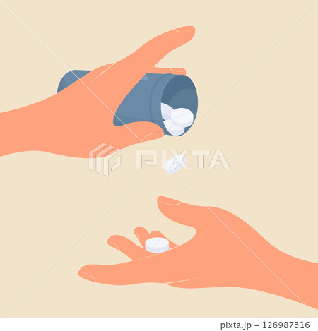 human hands takinh pills 126987316