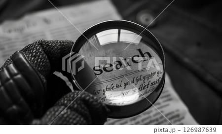 Magnifying glass focused on the word - search Magnifying glass focused on the word - search 126987639