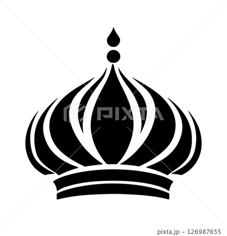Elegant Black Crown Icon Royalty Power and Leadership Symbol 126987655